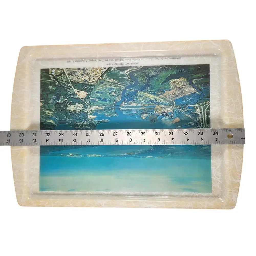 Vintage 1970 Hackley Bank Muskegon Michigan Lake Michigan Serving Tray - Picture 6 of 9